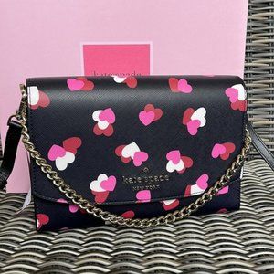 Kate Spade Carson Flutter Hearts Printed Convertible Crossbody Black Multi